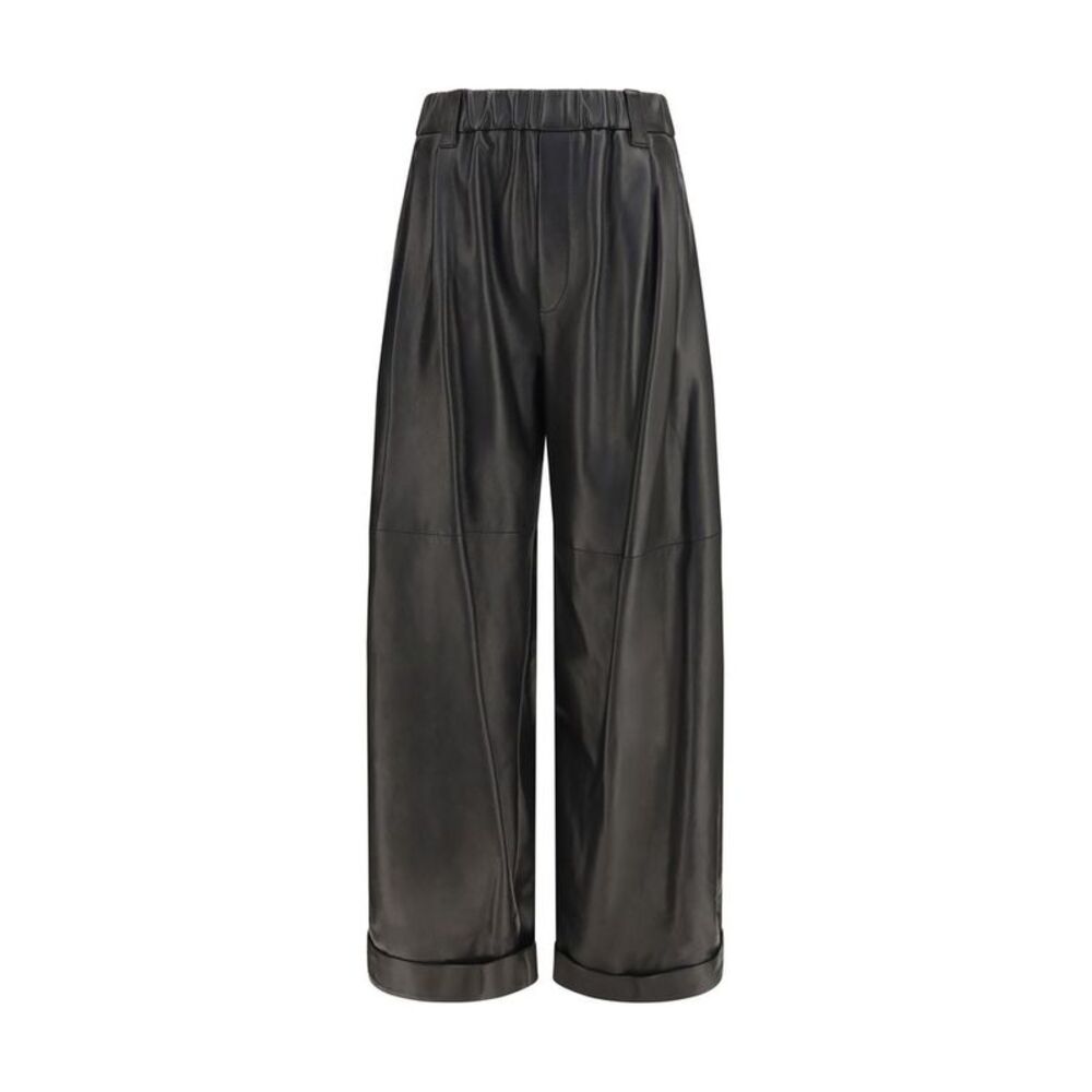 Brunello Cucinelli Black Leather Women's Pants